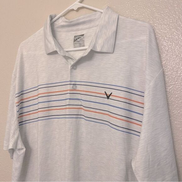 Callaway Men’s‎ Performance Golf Polo opti dri Chest Stripe White XL - Picture 3 of 8